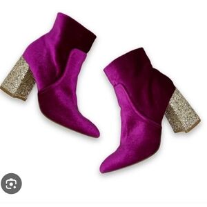 Betsey Johnson Fuchsia and Gold Heeled Boots